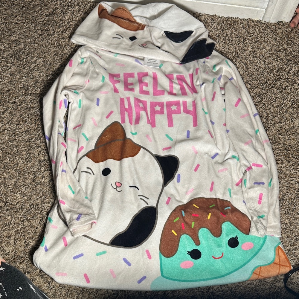 Squishmallows Cream and Pink Kids Pajama Nightgown